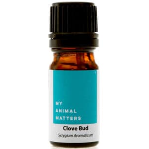 A bottle of Clove essential oil from My Animal Matters